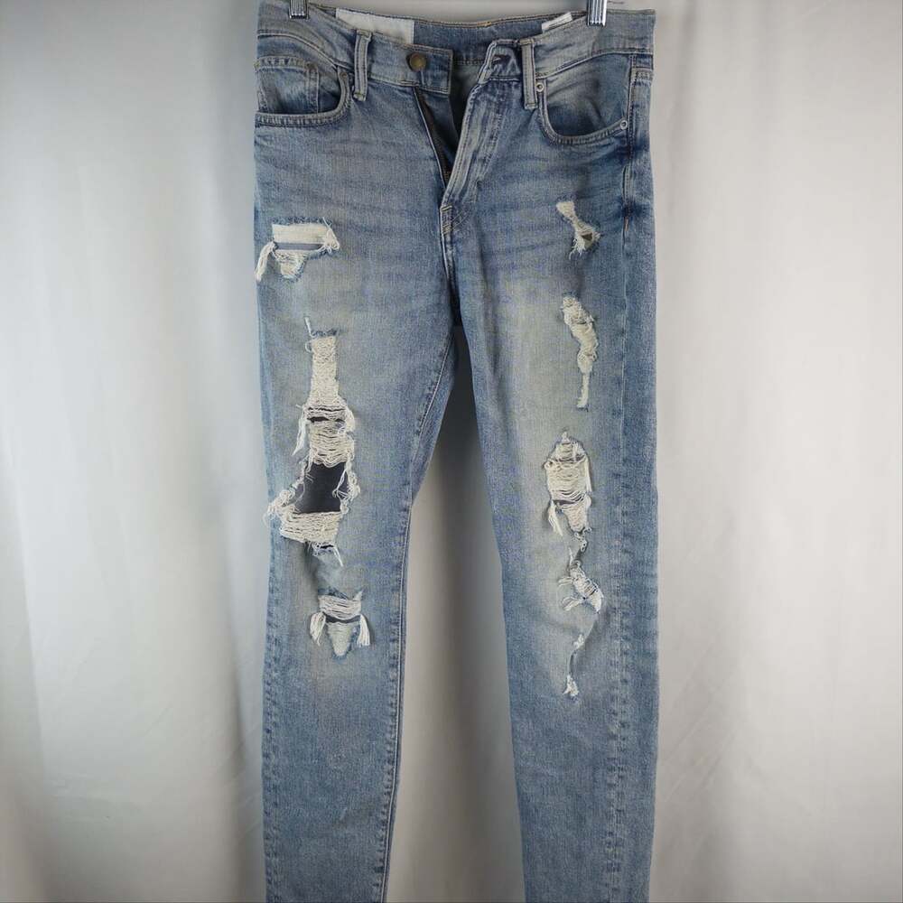 H&M Skinny Jeans Size 29/32 Light Wash Distressed Ripped